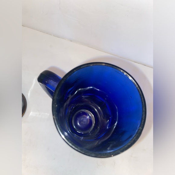 Vintage 10 Panel 16oz Cobalt Blue Glass Mug 8 1/4" Tall - Picture 5 of 5